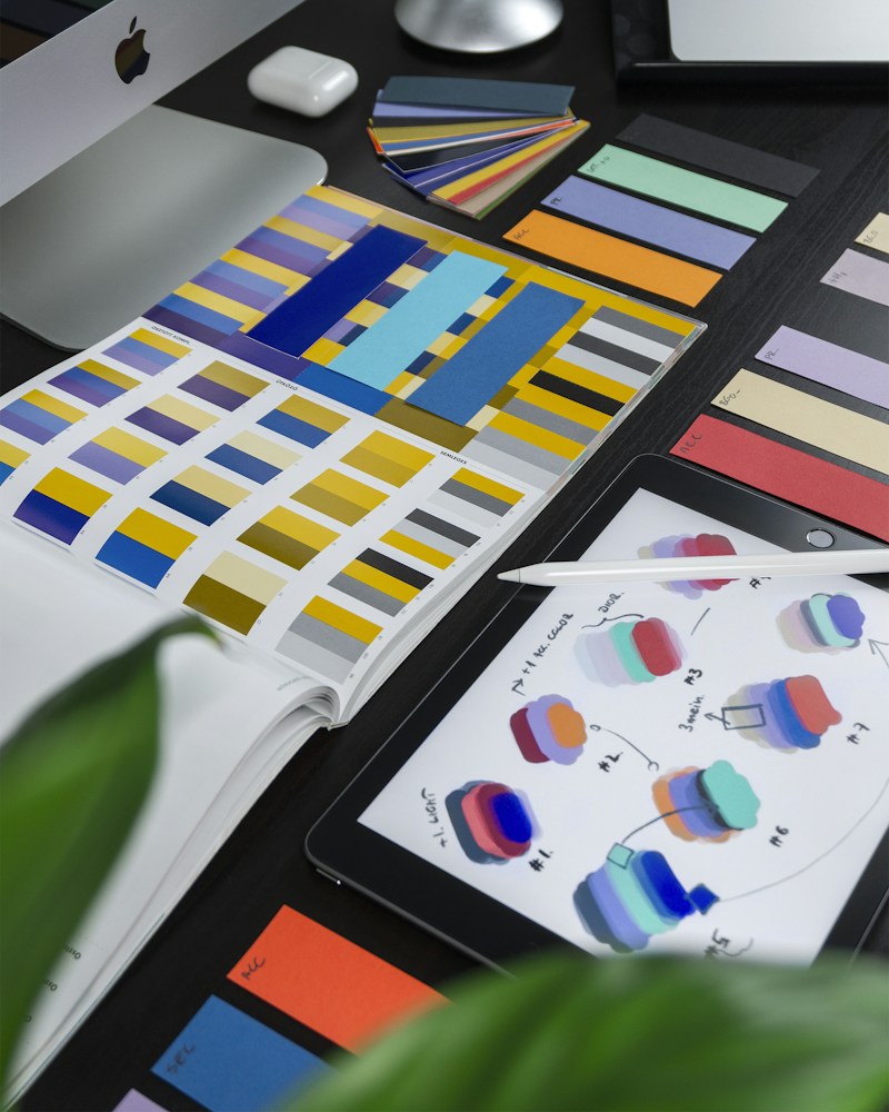 Visual identity materials arranged for brand development